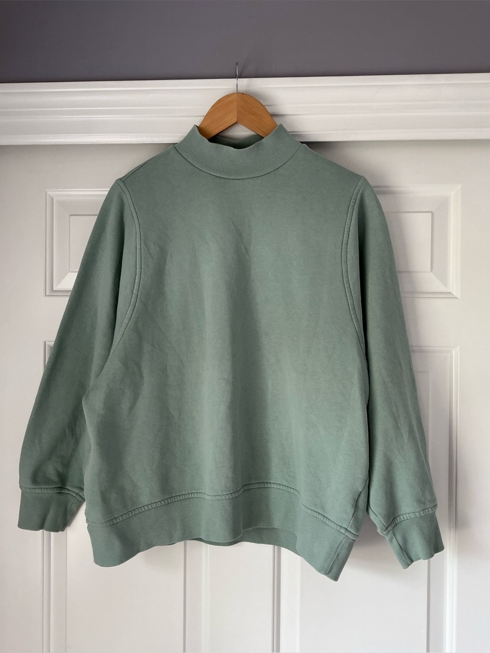 Monki Relaxed Cowl Neck Sweatshirt  in Sage Green S